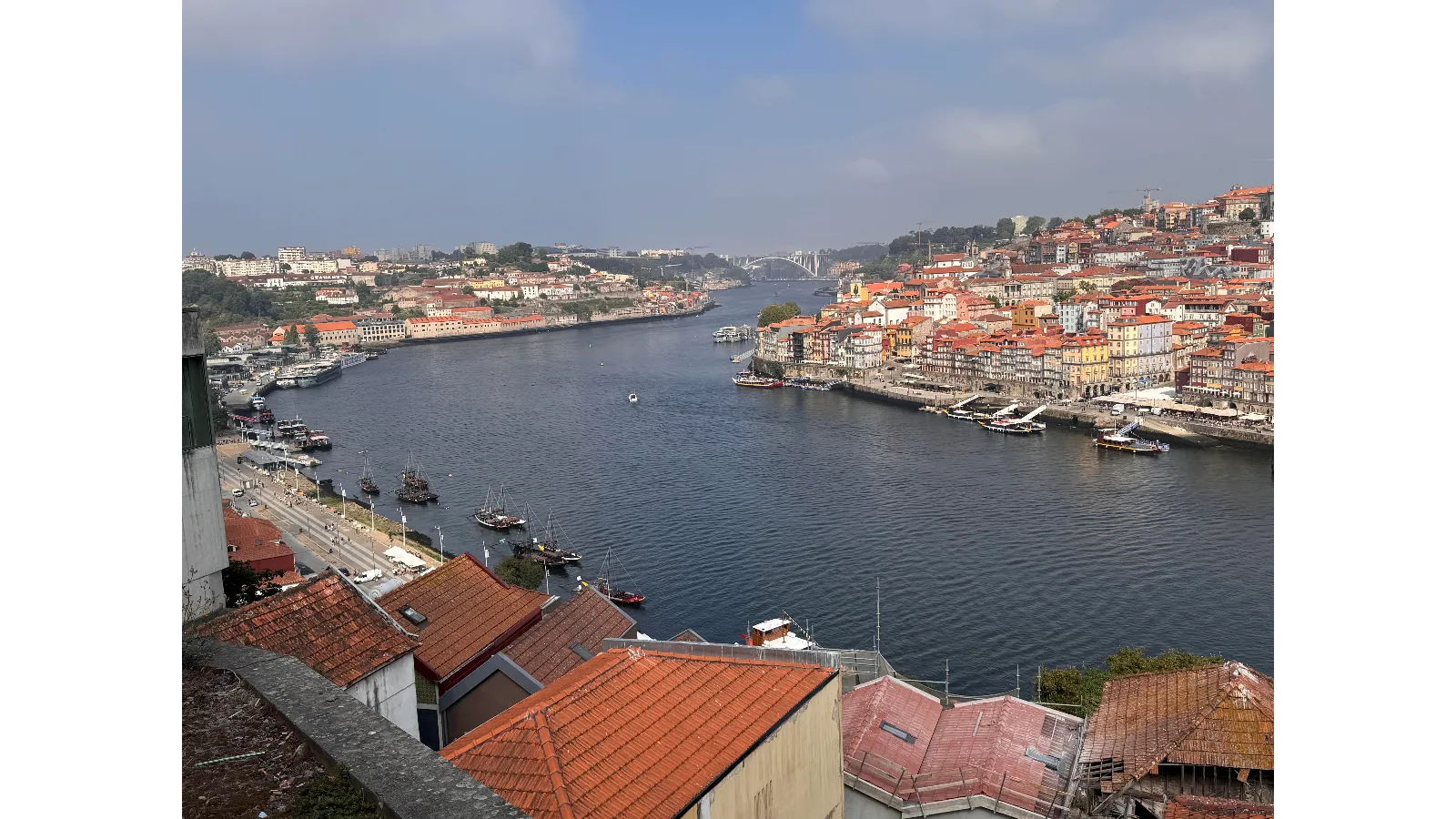 Douro river viewed from high on a hill in Porto Portugal